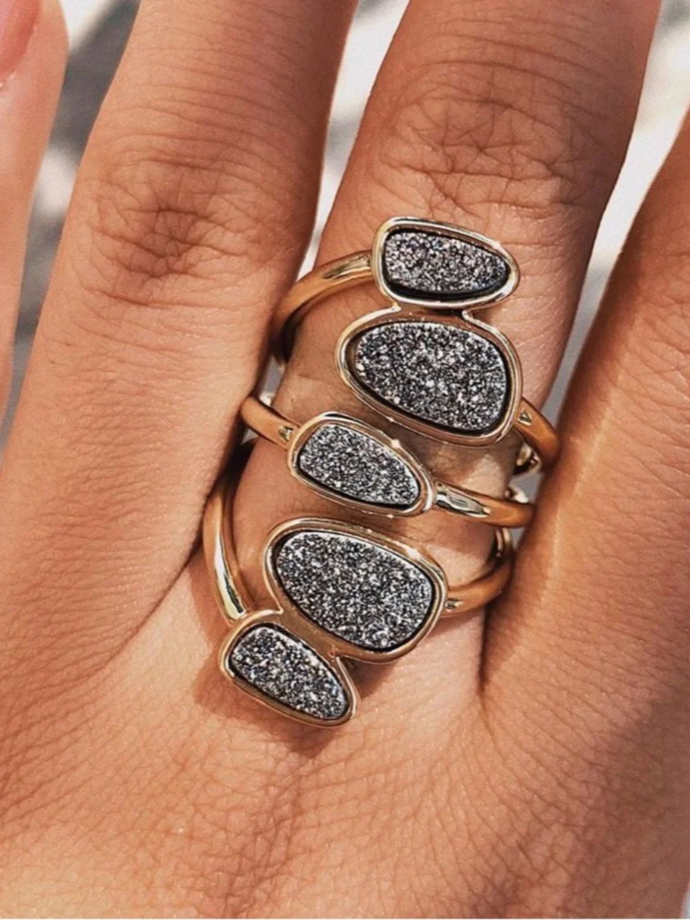 Marcia Moran Gold Druzy Cluster Open Ring - Women Jewelry